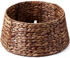 24" Rattan Christmas Small Tree Collar for 4-6ft Artificial Trees, Hand-Woven Wicker Tree Skirt Base Cover with Cord, Hyacinth Rustic Farmhouse Decor for Pencil Trees(Brown Wash) 24" Rattan Christmas Small Tree Collar for 4-6ft Artificial Trees, Hand-Woven Wicker Tree Skirt Base Cover with Cord, Hyacinth Rustic Farmhouse Decor for Pencil Trees(Brown Wash)