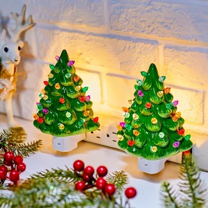 Ceramic Christmas Tree Night Light, 2 Pack 6" Nostalgic Lights