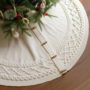Knit Christmas Tree Skirts, Neutral Tree Skirt, Cozy Christmas Decorations Knit Christmas Tree Skirts, Neutral Tree Skirt, Cozy Christmas Decorations
