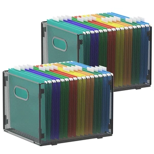 2 Pack Hanging File Organizer, Mesh File Folder Box Filing Box File Cabinet Organizer Storage Boxes, Letter Size 2 Pack Hanging File Organizer, Mesh File Folder Box Filing Box File Cabinet Organizer Storage Boxes, Letter Size