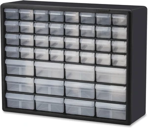44-Drawer Plastic Storage Cabinet, 20"W x 6"D x 16"H, Black 44-Drawer Plastic Storage Cabinet, 20"W x 6"D x 16"H, Black