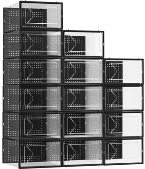 15 Pack Shoe Storage Organizer Box Container Clear Plastic Stackable 15 Pack Shoe Storage Organizer Box Container Clear Plastic Stackable