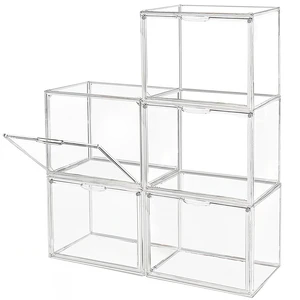 Clear Plastic Storage Bins with Lid, Stackable Display Case, 5 Pack Clear Plastic Storage Bins with Lid, Stackable Display Case, 5 Pack