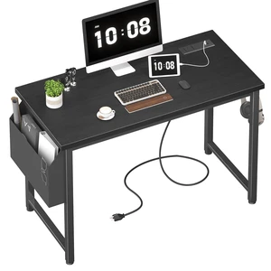 39 inch Computer Desk with Power Outlet, 40 inch Teen Study Table Home Office Work Writing Desks with Charging Station Outlets Built in, Black 39 inch Computer Desk with Power Outlet, 40 inch Teen Study Table Home Office Work Writing Desks with Charging Station Outlets Built in, Black