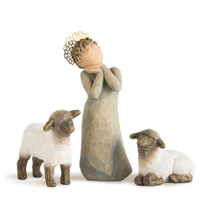 Little Shepherdess, Hand-Painted Nativity Figures, 3 Piece Set Little Shepherdess, Hand-Painted Nativity Figures, 3 Piece Set