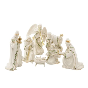 Holiday Christmas 7-Piece Mini Nativity Set
ivory porcelain with 24k gold accents | 4 inch height each | nativity scene keepsake gift for christmas Holiday Christmas 7-Piece Mini Nativity Set
ivory porcelain with 24k gold accents | 4 inch height each | nativity scene keepsake gift for christmas