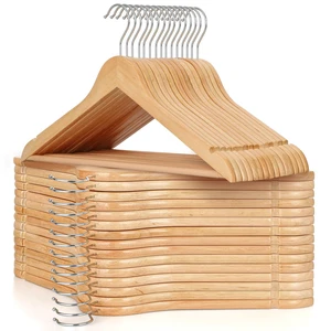 Wooden Hangers 30 Pack, Wood Clothes Hanger Natural