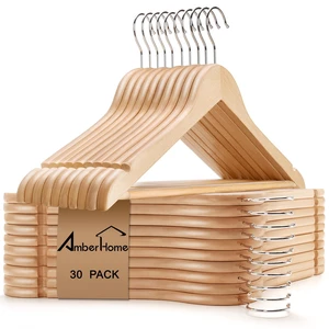 30 Pack Natural Wooden Coat Hangers, Wood Suit Hangers 30 Pack Natural Wooden Coat Hangers, Wood Suit Hangers