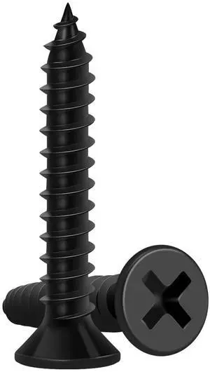 Wood Screws 1 Inch, 130 PCS Premium Flat Head Phillips Black Wood Screws, Self Tapping Electrophoresis Wood Screws 1 Inch, 130 PCS Premium Flat Head Phillips Black Wood Screws, Self Tapping Electrophoresis