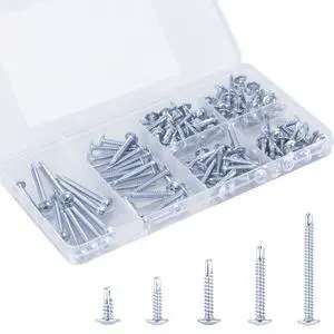 Self Tapping Screws Assortment Kit, #8 sheet metal screws for Metal Wood & plastic, 125Pcs Galvanized Phillips Truss Head Self Drilling Screws in 5 Sizes (1/2, 3/4, 1-1/4, 1in, 2in) Self Tapping Screws Assortment Kit, #8 sheet metal screws for Metal Wood & plastic, 125Pcs Galvanized Phillips Truss Head Self Drilling Screws in 5 Sizes (1/2, 3/4, 1-1/4, 1in, 2in)