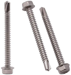 #10 x 2-1/2" (50 Pack) Hex Washer Head Self Drilling Screws (1/2" to 3" Available), 410 Stainless Steel Self Tapping Sheet Metal Screws, No Pre-drilled Needs #10 x 2-1/2" (50 Pack) Hex Washer Head Self Drilling Screws (1/2" to 3" Available), 410 Stainless Steel Self Tapping Sheet Metal Screws, No Pre-drilled Needs