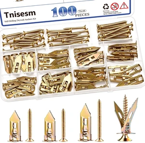 100Pcs 3 Size Self Drywall Drilling Anchors with Screws Kit, Metal & Heavy Duty Grip Anchors for Wall Sheetrock, Expansion Anchor Assorted Sizes for Picture Frames, Shelves & Home Decor 100Pcs 3 Size Self Drywall Drilling Anchors with Screws Kit, Metal & Heavy Duty Grip Anchors for Wall Sheetrock, Expansion Anchor Assorted Sizes for Picture Frames, Shelves & Home Decor