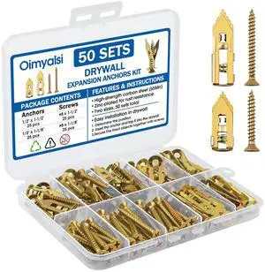 100Pcs Metal Wall Anchors for Drywall, Sheetrock Expansion Anchors & Screws | Made of heavy-duty metal, these 100pcs drywall anchors resist bending 100Pcs Metal Wall Anchors for Drywall, Sheetrock Expansion Anchors & Screws | Made of heavy-duty metal, these 100pcs drywall anchors resist bending