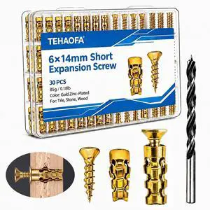 6×14mm Expansion Screw Set for Hinge Repair | 30Pcs+6mm Bit | Fix Stripped Hinges | Drill, Insert, Tighten | Strong on Wood/Tile/Stone | No Glue 6×14mm Expansion Screw Set for Hinge Repair | 30Pcs+6mm Bit | Fix Stripped Hinges | Drill, Insert, Tighten | Strong on Wood/Tile/Stone | No Glue