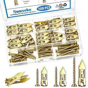 100PCS Self Drilling Drywall Anchors with Screws Kit, 2Sizes Wall Anchors, 3Sizes Expansion Screws, HeavyDuty No Drill Sheetrock Anchors, Holds Up to 66LB for Shelves & Picture Frames 100PCS Self Drilling Drywall Anchors with Screws Kit, 2Sizes Wall Anchors, 3Sizes Expansion Screws, HeavyDuty No Drill Sheetrock Anchors, Holds Up to 66LB for Shelves & Picture Frames