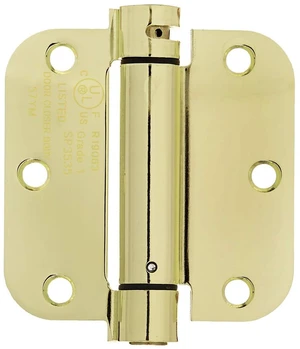 Self-Closing Door Hinge, 3.5 Inch x 3.5 Inch, Polished Brass, 1-Piece, Hardware Included Self-Closing Door Hinge, 3.5 Inch x 3.5 Inch, Polished Brass, 1-Piece, Hardware Included