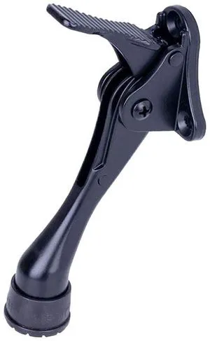 One Touch Kickdown Door Stopper, Black, 4 Inch, 1 Pack, Heavy Duty | Tap down with your foot to hold it open, lift to release. Adjust the rubber tip height to clear carpet, tile or thresholds. One Touch Kickdown Door Stopper, Black, 4 Inch, 1 Pack, Heavy Duty | Tap down with your foot to hold it open, lift to release. Adjust the rubber tip height to clear carpet, tile or thresholds.