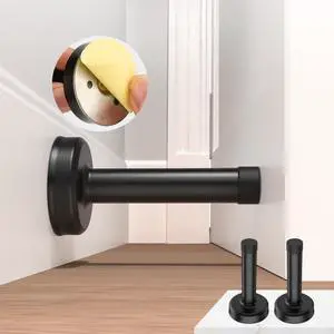 2 Pack Door Stoppers, No Drilling Wall Protection with Rubber Padded Tip, 304 Stainless Steel Sound Dampening Door Stops for Bottom and Top of Door, Black 2 Pack Door Stoppers, No Drilling Wall Protection with Rubber Padded Tip, 304 Stainless Steel Sound Dampening Door Stops for Bottom and Top of Door, Black