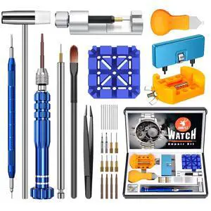 Watch Repair Kit for Battery Replacement & Link Removal, Resizing &Opener, Watch Repair and Cleaning Screwdriver Set, Wrench Back Remover, Spring Bar Tool Watch Repair Kit for Battery Replacement & Link Removal, Resizing &Opener, Watch Repair and Cleaning Screwdriver Set, Wrench Back Remover, Spring Bar Tool
