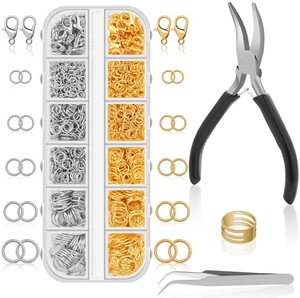 Jump Rings for Jewelry Making Supplies and Necklace Repair with Jump Ring Pliers and Open Jump Ring(1200Pcs Silver and Gold) Jump Rings for Jewelry Making Supplies and Necklace Repair with Jump Ring Pliers and Open Jump Ring(1200Pcs Silver and Gold)