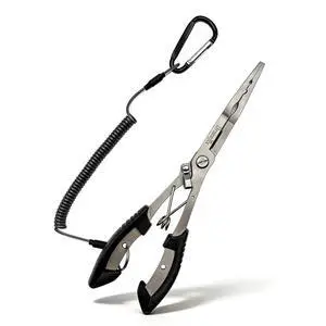 Professional 8.4 Fishing Plier with Safety Lock and Anti Loss Rope | Multi-function long nose hook remover, line cutter, crimper; rustproof stainless steel for saltwater & freshwater fishing Professional 8.4 Fishing Plier with Safety Lock and Anti Loss Rope | Multi-function long nose hook remover, line cutter, crimper; rustproof stainless steel for saltwater & freshwater fishing
