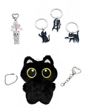 5 Pieces Cat Keychains Set, Mini Birthday Fashion Gifts for Women | Black Cat Plush Cure Squeaky Backpack Pendant, Metal Cat Keyrings, Cute White Cat Charm, Cool Cat Creative Car Keychain 5 Pieces Cat Keychains Set, Mini Birthday Fashion Gifts for Women | Black Cat Plush Cure Squeaky Backpack Pendant, Metal Cat Keyrings, Cute White Cat Charm, Cool Cat Creative Car Keychain
