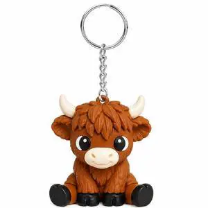 Highland Cow Car Keychain, Creative Highland Cows Cute Keychain Cow Key Fob, Universal Funny 3D Animal Key Chains for Men Women Car(Brown) Highland Cow Car Keychain, Creative Highland Cows Cute Keychain Cow Key Fob, Universal Funny 3D Animal Key Chains for Men Women Car(Brown)