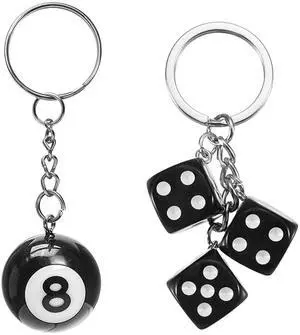 8 Ball Bag Charm and Dice Keychain Set Creative Cute Keychain for Gifts 8 Ball Bag Charm and Dice Keychain Set Creative Cute Keychain for Gifts