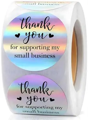 500 PCS Holographic Thank You for Supporting My Small Business Stickers | Bulk 500 sticker roll; seals envelopes, bags, boxes and tissue paper; rainbow foil for orders, gifts and thank you tags 500 PCS Holographic Thank You for Supporting My Small Business Stickers | Bulk 500 sticker roll; seals envelopes, bags, boxes and tissue paper; rainbow foil for orders, gifts and thank you tags