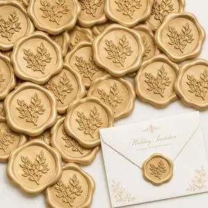 50Pcs Light Gold Wax Seal Stickers for Wedding Invitation Envelope Seals | Eucalyptus Leaf Self- Adhesive Backed Vintage Wax Stamp Stickers Wedding Birthday Christmas Gift Wrapping Party Invitation 50Pcs Light Gold Wax Seal Stickers for Wedding Invitation Envelope Seals | Eucalyptus Leaf Self- Adhesive Backed Vintage Wax Stamp Stickers Wedding Birthday Christmas Gift Wrapping Party Invitation