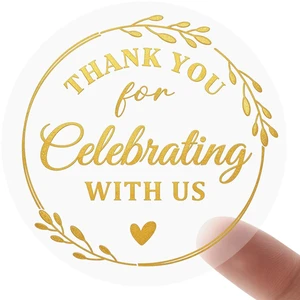Thank You for Celebrating with Us Stickers, 100 PCS Gold Foil Round Labels for Wedding Baby Shower Party Favors, Envelope Seals for Gift Boxes, Invitations, Party Decor, 1.5 Inch Thank You for Celebrating with Us Stickers, 100 PCS Gold Foil Round Labels for Wedding Baby Shower Party Favors, Envelope Seals for Gift Boxes, Invitations, Party Decor, 1.5 Inch