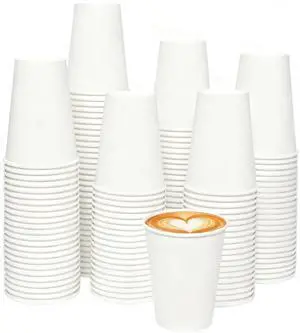 120 Count 12 oz Disposable Paper Coffee Cups - White Paper Cups, Perfect for Cold and Hot Drinks, Food-Grade Paper, Thickened 120 Count 12 oz Disposable Paper Coffee Cups - White Paper Cups, Perfect for Cold and Hot Drinks, Food-Grade Paper, Thickened