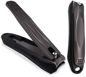 Precision Nail Clippers with Nail Catcher No Splash, Black Stainless Steel Manicure Tools Precision Nail Clippers with Nail Catcher No Splash, Black Stainless Steel Manicure Tools