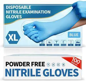 Medical Blue Nitrile Disposable Exam Gloves 4Mil Powder-Free 100(XL) | Flex Powder-Free Latex-Free Medical Examination Lab Chemo Rated Cooking Cleaning Food Prep Blue 100Ct XLarge Medical Blue Nitrile Disposable Exam Gloves 4Mil Powder-Free 100(XL) | Flex Powder-Free Latex-Free Medical Examination Lab Chemo Rated Cooking Cleaning Food Prep Blue 100Ct XLarge
