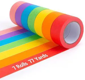 7Rolls Colored Masking Tape, 330 Feet x 1 Inch | Washi Tape Set for Arts & Crafts, Kids Art Supplies, Labeling & Coding, Ideal for School & Home 7Rolls Colored Masking Tape, 330 Feet x 1 Inch | Washi Tape Set for Arts & Crafts, Kids Art Supplies, Labeling & Coding, Ideal for School & Home