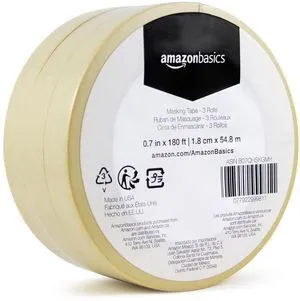 Low Tack Masking Tape, General Purpose, Hand Tearable, Removes Easily, for Labeling, 0.7 inch x 180 feet, Beige, 3-Pack Low Tack Masking Tape, General Purpose, Hand Tearable, Removes Easily, for Labeling, 0.7 inch x 180 feet, Beige, 3-Pack