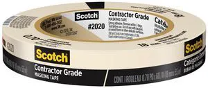 Contractor Grade Masking Tape, 0.70 in x 60.10 yd, 1 Roll | Tan Masking Tape, General Purpose, Removes Cleanly, Contractor Grade Masking Tape Contractor Grade Masking Tape, 0.70 in x 60.10 yd, 1 Roll | Tan Masking Tape, General Purpose, Removes Cleanly, Contractor Grade Masking Tape