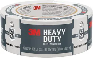 Heavy Duty Duct Tape White, 1.88 in x 20 yd, 1 Roll, 2120-WH | Temporary Solutions for Sealing, Holding, and Reinforcing, Tear by Hand Vertically and Horizontally, Staple for Every Toolbox Heavy Duty Duct Tape White, 1.88 in x 20 yd, 1 Roll, 2120-WH | Temporary Solutions for Sealing, Holding, and Reinforcing, Tear by Hand Vertically and Horizontally, Staple for Every Toolbox