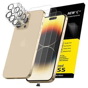 iPhone 14 Pro Screen Protector + Camera Lens Protector | 6 Pack, 3x Screen Protectors + 3x Camera Lens Protectors, Clear, Tempered Glass, 9H Hardness, Scratch Resistant, Bubble Free iPhone 14 Pro Screen Protector + Camera Lens Protector | 6 Pack, 3x Screen Protectors + 3x Camera Lens Protectors, Clear, Tempered Glass, 9H Hardness, Scratch Resistant, Bubble Free