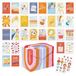 33-Count Birthday Card Pack designed by Kathy Davis Studios, Colorful Hand-Illustrated Assortment 33-Count Birthday Card Pack designed by Kathy Davis Studios, Colorful Hand-Illustrated Assortment