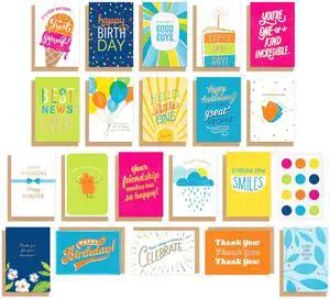 20-Count All-Occasion Card Pack, Bright Mixed-Occasion Designs 20-Count All-Occasion Card Pack, Bright Mixed-Occasion Designs
