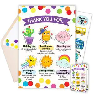 5x8in Handmade Individual Teacher Appreciation Card Set | Cutouts with Envelope and Stickers, Adorable Designs forr Her and Him with Printed Message, Gifting, Mailing 5x8in Handmade Individual Teacher Appreciation Card Set | Cutouts with Envelope and Stickers, Adorable Designs forr Her and Him with Printed Message, Gifting, Mailing