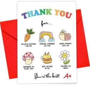 Teacher Thank You Card with Envelope 5x7 Folded Daycare Teacher Appreciation Card, Thank You for Helping Me Grow, Perfect for Teacher Appreciation Week, End of Year & Thank You Gifts -TCTKC02 Teacher Thank You Card with Envelope 5x7 Folded Daycare Teacher Appreciation Card, Thank You for Helping Me Grow, Perfect for Teacher Appreciation Week, End of Year & Thank You Gifts -TCTKC02