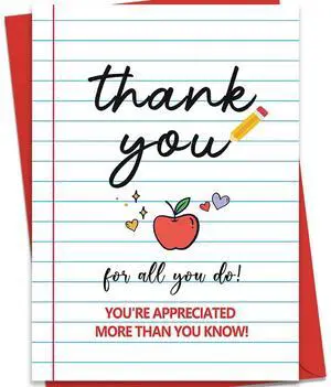 Teacher Thank You Card with Envelope, Teacher Appreciation Card, Thank You Card for Teacher, Blank Inside Greeting Card Teacher Thank You Card with Envelope, Teacher Appreciation Card, Thank You Card for Teacher, Blank Inside Greeting Card