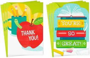 Teacher Appreciation Card Assortment (6 Cards with Envelopes) for Kindergarten, Grade School, Preschool Teachers Teacher Appreciation Card Assortment (6 Cards with Envelopes) for Kindergarten, Grade School, Preschool Teachers