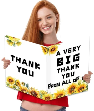 Jumbo Sunflower Thank You Card with Envelope Giant Oversized Appreciation Greeting Card 14x22 Inch for Teacher Appreciation, Mothers Day, Graduation, Boss & Coworker Gifts Floral Gratitude Card Jumbo Sunflower Thank You Card with Envelope Giant Oversized Appreciation Greeting Card 14x22 Inch for Teacher Appreciation, Mothers Day, Graduation, Boss & Coworker Gifts Floral Gratitude Card