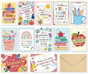 24 Teacher Appreciation Cards Set, Boxed Teacher Thank You Cards for Appreciation Week & Gifts, Gifts for Teachers on Teacher's Day, at the End of the Year or for Back-to-School Season 24 Teacher Appreciation Cards Set, Boxed Teacher Thank You Cards for Appreciation Week & Gifts, Gifts for Teachers on Teacher's Day, at the End of the Year or for Back-to-School Season