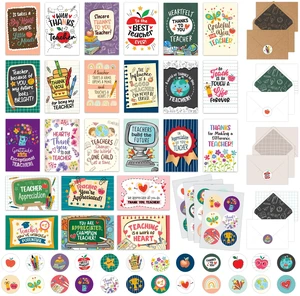 24 Pack 4x6in Teacher Appreciation Cards with Envelopes | Stickers, Assorted Designs Teacher Appreciation with Printed Message Inside - Teacher's Day, Gifting, Mailing 24 Pack 4x6in Teacher Appreciation Cards with Envelopes | Stickers, Assorted Designs Teacher Appreciation with Printed Message Inside - Teacher's Day, Gifting, Mailing