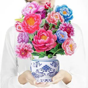 Pop Up Flower Bouquet Card for Women, 3D Floral Greeting Card with Envelope and Note, Birthday Thank You Thinking of You Get Well Gift for Mom Friend Wife Teacher, Peony Pop Up Flower Bouquet Card for Women, 3D Floral Greeting Card with Envelope and Note, Birthday Thank You Thinking of You Get Well Gift for Mom Friend Wife Teacher, Peony