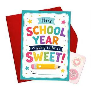 Back To School Greeting Card, Sweet School Year Appreciation Card | 8x5.3 Inch Card with Envelope, Classroom Theme with Inspirational Message for Students Teachers and Back To School Gift Back To School Greeting Card, Sweet School Year Appreciation Card | 8x5.3 Inch Card with Envelope, Classroom Theme with Inspirational Message for Students Teachers and Back To School Gift